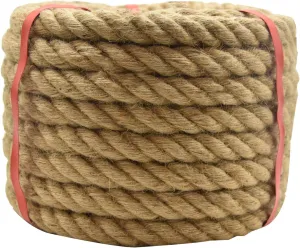 1 Inch x 50ft Jute Rope Natural Thick Heavy Hemp Rope Nautical Ropes Twisted Manila Rope for Crafts, Climbing, Bundling,Anchor, Hammock, Nautical, Cat Scratching Post, Tug of War, Decorate