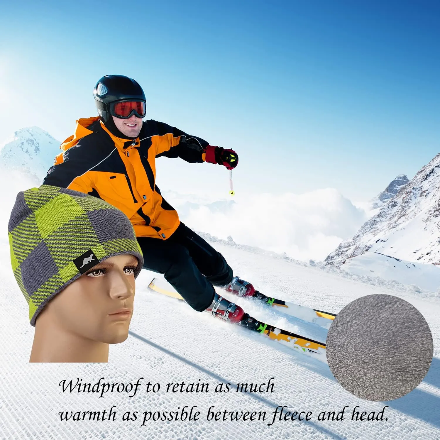 100% Waterproof, Windproof, Breathable - Beanie Hat Suitable for All Activities in All Weather Conditions Hat