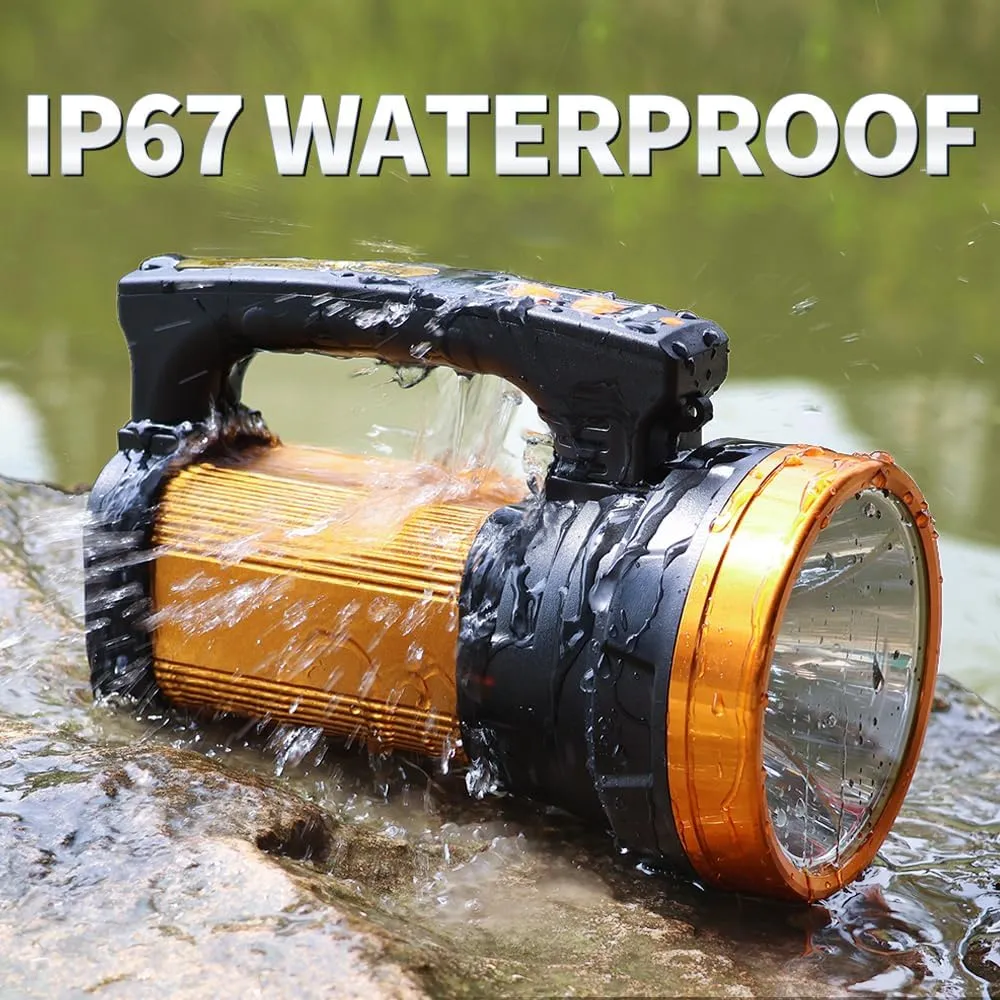 1000,000LM Rechargeable Spotlight 13600mAh Spotlight Flashlight 80H Long Lasting IP67 Waterproof 3 Modes Spot Light for Outdoor Camping Home Emergency