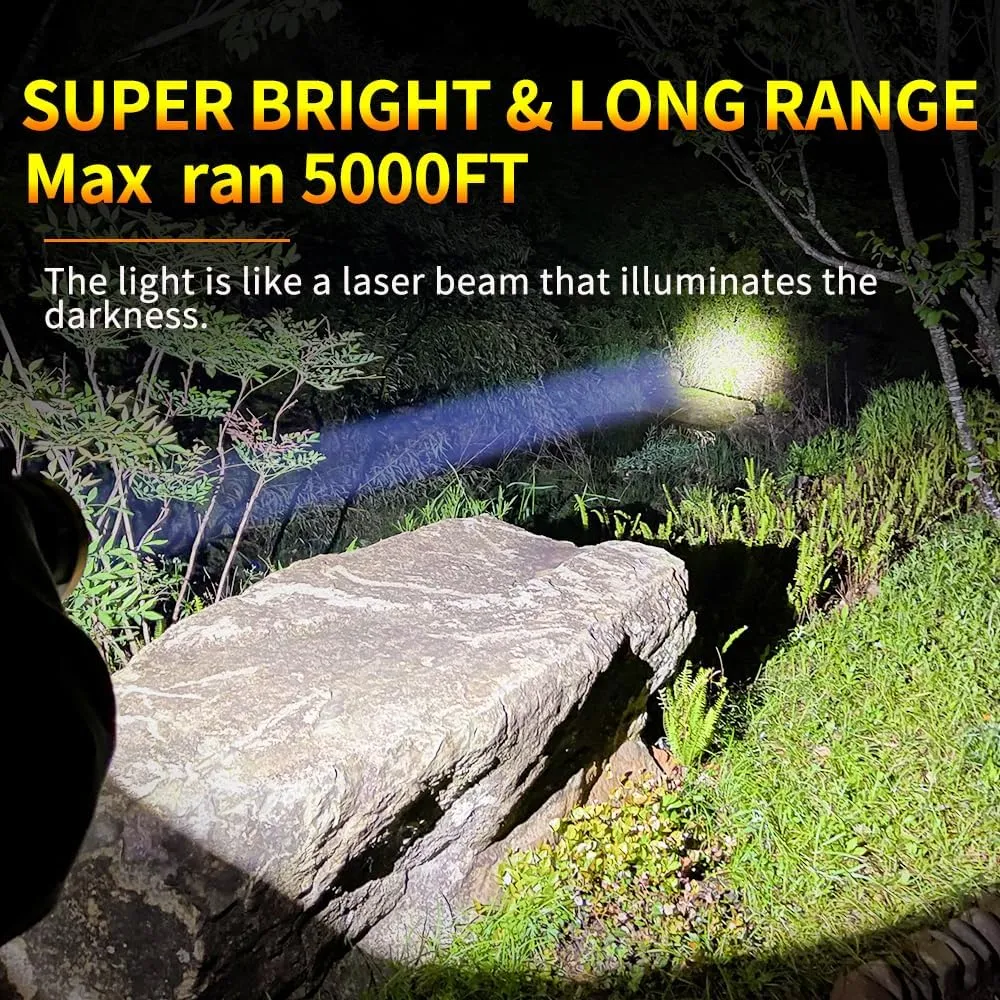1000,000LM Rechargeable Spotlight 13600mAh Spotlight Flashlight 80H Long Lasting IP67 Waterproof 3 Modes Spot Light for Outdoor Camping Home Emergency