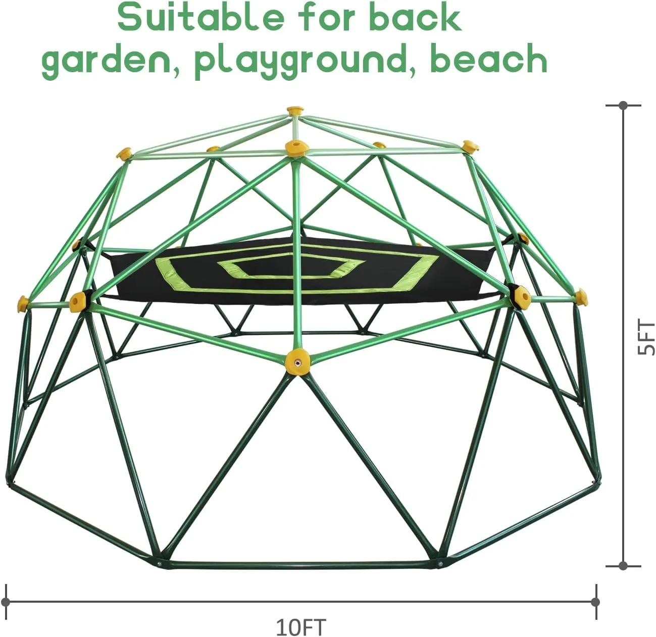 10FT Dome Climber for Kids 3-8 - Heavy Duty 1000LB Capacity Jungle Gym with Hammock, Swing & Climbing Grips, Outdoor Backyard Play Equipment