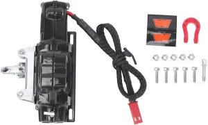 1/10 Metal Winch, RC Car Accessory Metal RC Car Part with Stretchable Rope Length for Remote Control Car for Axial SCX10 D90 (Black)
