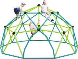 12 FT Climbing Dome for Kids 3-10, Outdoor Play Equipment Supporting 1000 lbs, Anti-Rust Jungle Gym, Easy Assembly Geometric Dome Climber Play Center (Green & Blue)