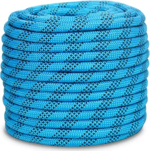 1/2 Inch 100ft Double Braided Polyester Arborist Rope, Heavy Duty Nylon Rope for Anchor, Tree Work, Cargo, Pulling, Sailing (Blue)