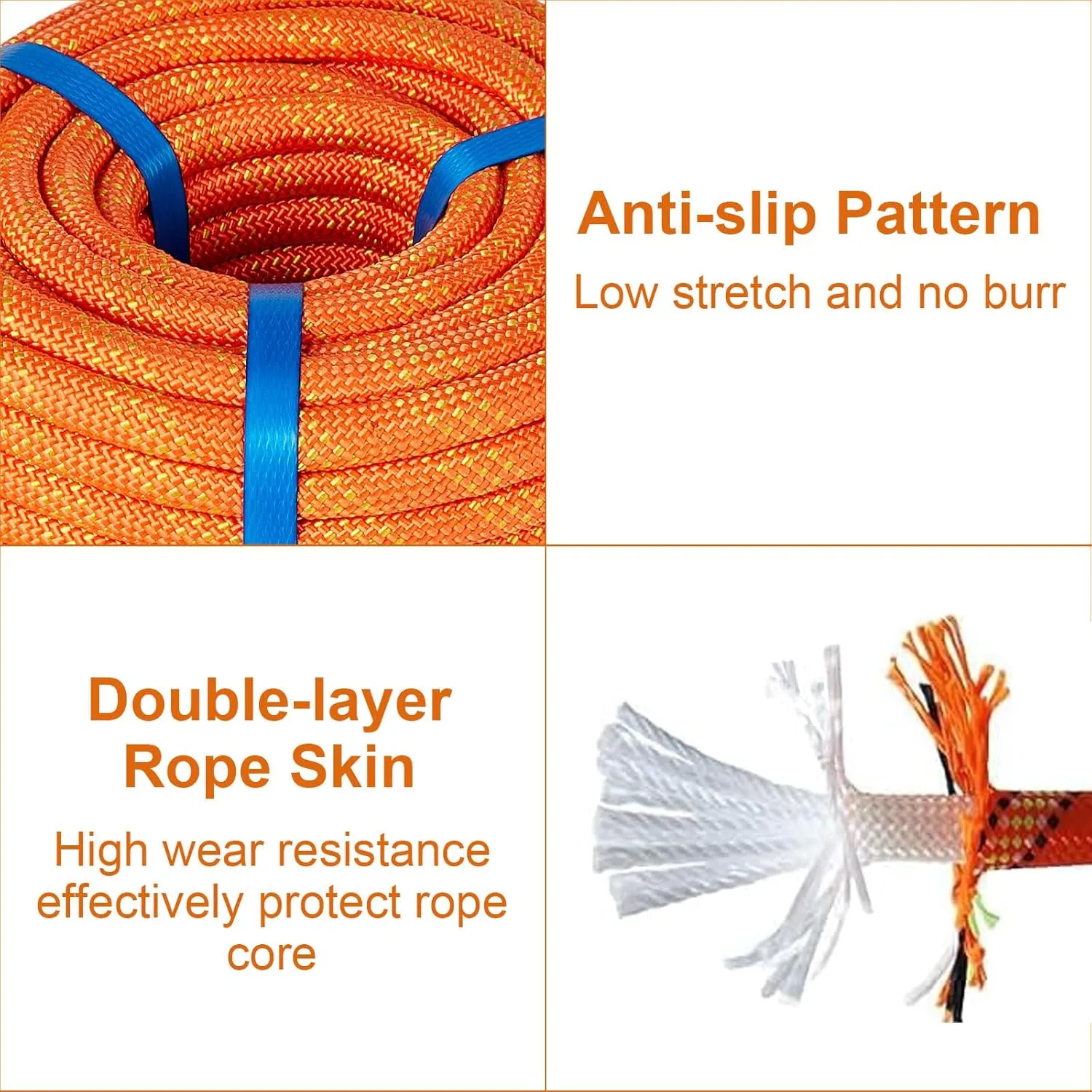 1/2 inch 100ft Nylon Rope, Polyester Double Braided Climbing Arborist Rope, Safety Rope for Tree Pulling, Nautical Rigging Rope Swing