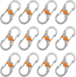 12pcs Climbing Carabiner Carabiner Keychain S Shape Carabiner Metal S Carabiner
