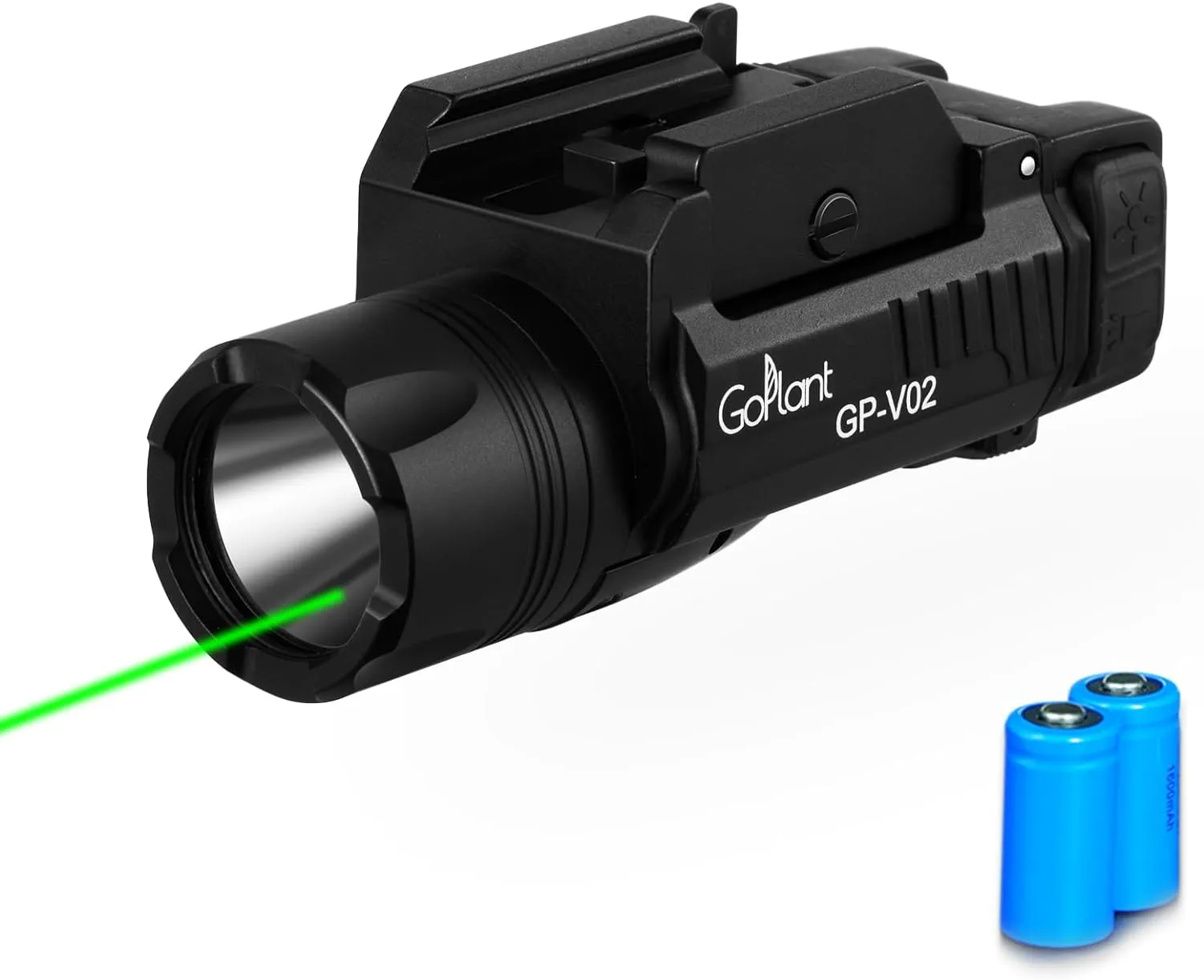 1300 Lumens Weapon Laser Light, Aircraft-Grade Aluminum Pistol Tactical Flashlight Laser, Battery Powered Adjustable Rail-Mounted LED Light and Green Laser Combo (Using No Rechargeable Batteries)