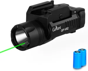 1300 Lumens Weapon Laser Light, Aircraft-Grade Aluminum Pistol Tactical Flashlight Laser, Battery Powered Adjustable Rail-Mounted LED Light and Green Laser Combo (Using No Rechargeable Batteries)