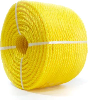 1/4inch 500ft Polypropylene Rope, All Purpose Yellow Rope, Floating Line, Camping, Flag Pole, Indoor & Outdoor, High Visibility, Lightweight