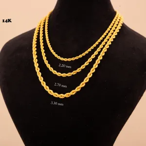 14K Gold Rope Chain Necklace - Elegance in Twisted Design