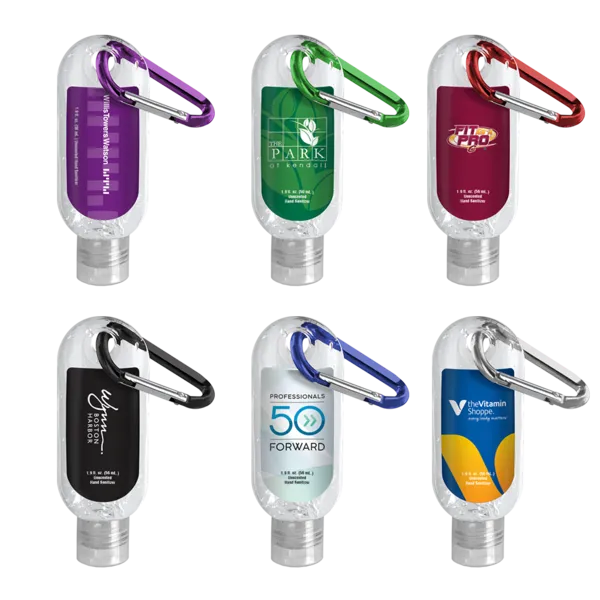 1.9 oz. Clear Sanitizer in Clear Bottle with Carabiner