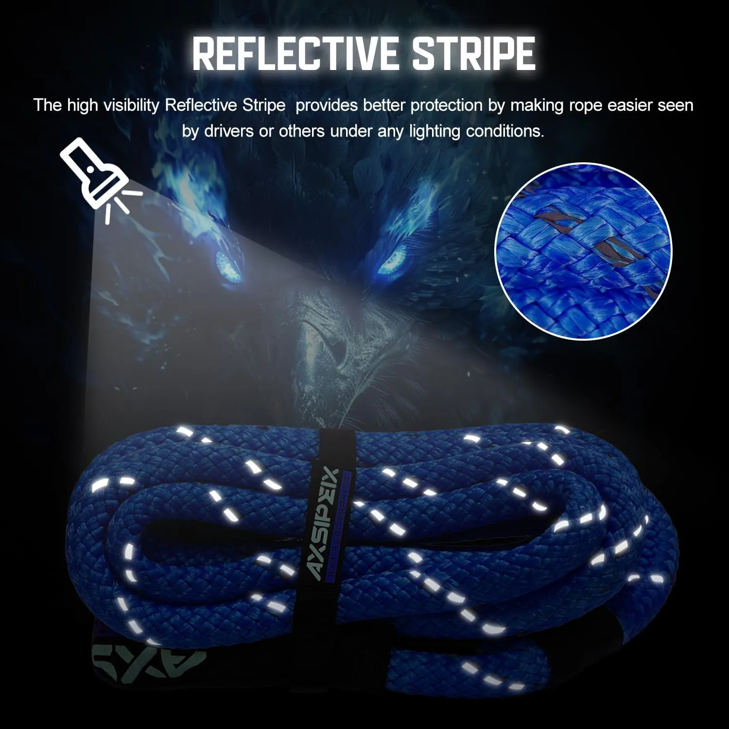 1"×20ft Kinetic Recovery Rope (48,500lbs) Heavy Duty Offroad Recovery Rope with 2 Soft Shackles 1/2" x 22" Offroad Recovery Kit for UTV, ATV, Truck, Car (Dark Blue)