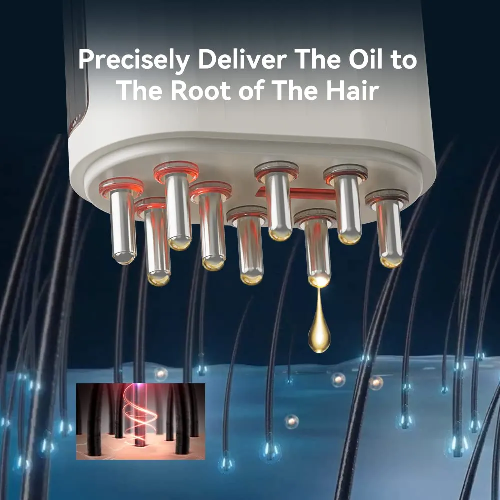 2 in 1 Electric Scalp Massager and Hair Oil Applicator, Hair Massager Scalp Applicator Brush for Hair Treatment Growth Medicine Essential Oil Serum White