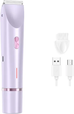 2 in 1 Electric Shaver for Women, Rechargeable Electric Shaver and Accessories, Wet and Dry Use Body Trimmer for Home (Purple)