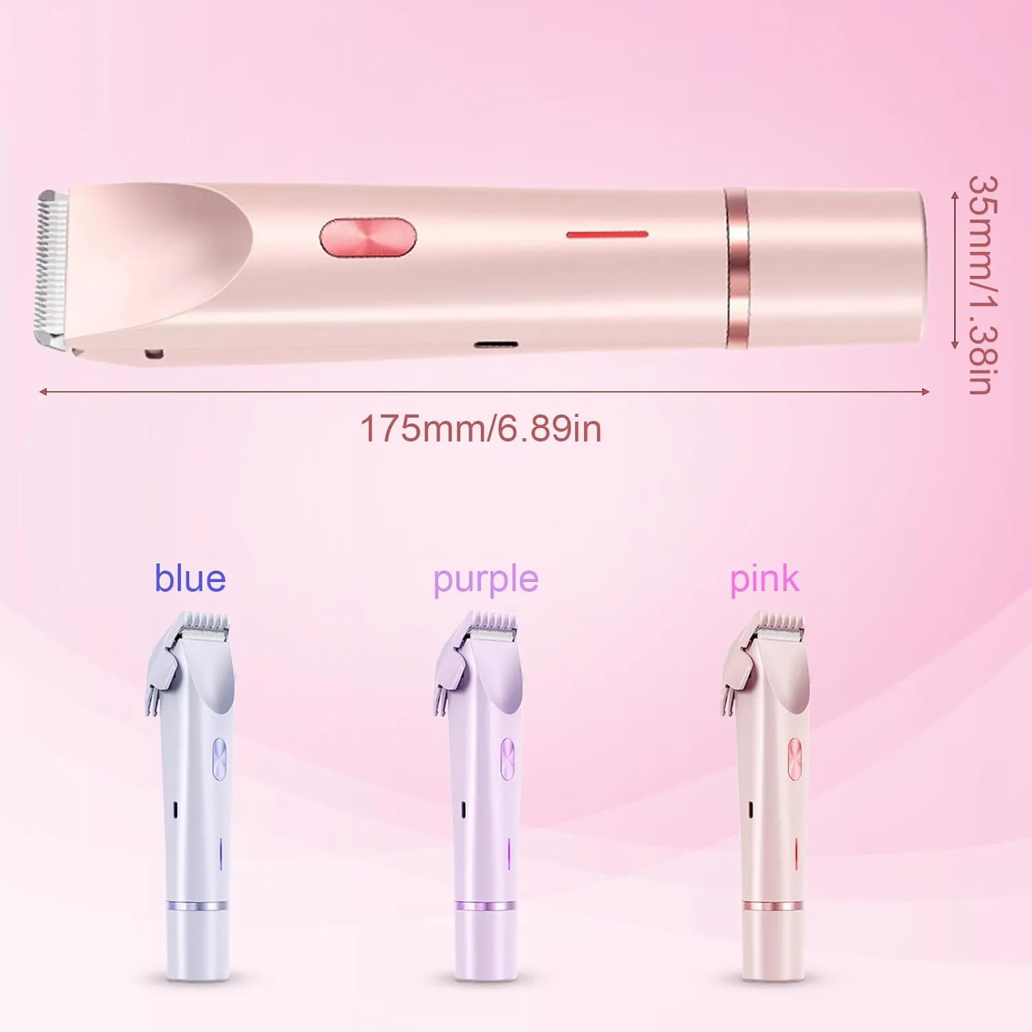 2 in 1 Electric Shaver for Women, Rechargeable Electric Shaver and Accessories, Wet and Dry Use Body Trimmer for Home (Purple)