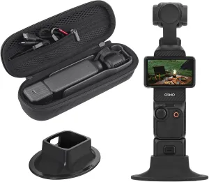 2 in 1 Osmo Pocket 3 Accessories Kit,Carrying Case Desktop Stand for DJI Osmo Pocket 3 Creator Combo, Portable Hard Storage Bag,Travel Non-Slip Support Adapter Pocket 3 Accessories