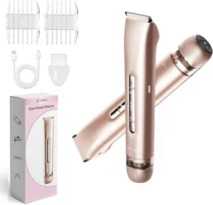 2 in 1 Women Electric Shaver Dual Head Bikini Trimmer for Women IPX7 Waterproof Wet & Dry Use Body Hair Trimmer and Facial Hair Remover for Bikini Underarm Leg Arm Body Face