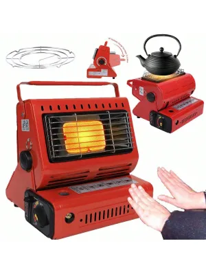 2 In1 Butane LP Gas Ceramic Burner Heater Warmer Heating & Cooking Stove Camping