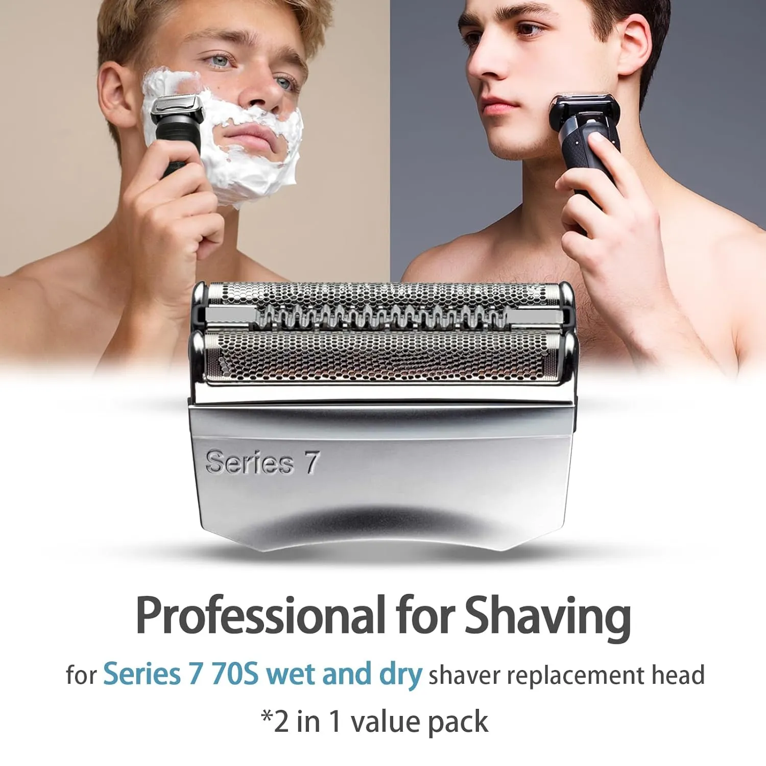 2 Pack 70S Series 7 Replacement Head for Braun Legacy Series 7 Shavers, Compatible with S7 720cc 750cc 760cc 790cc 799 797 Models…