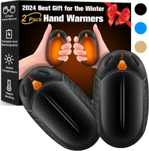 2 Pack Hand Warmers Rechargeable AI, Portable Electric Hand Warmers Reusable, 2 in 1 Hand Warmer Great Warm Gift for Christmas Outdoors/Indoor/Hunting/Golf/Camping/Football for Men Women