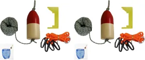 2-Pack of KUFA Crab Trap Accessory Kit (100' Lead Core Rope, Caliper,Harness,Bait Case & 14" Red/White Float) CAQ3x2