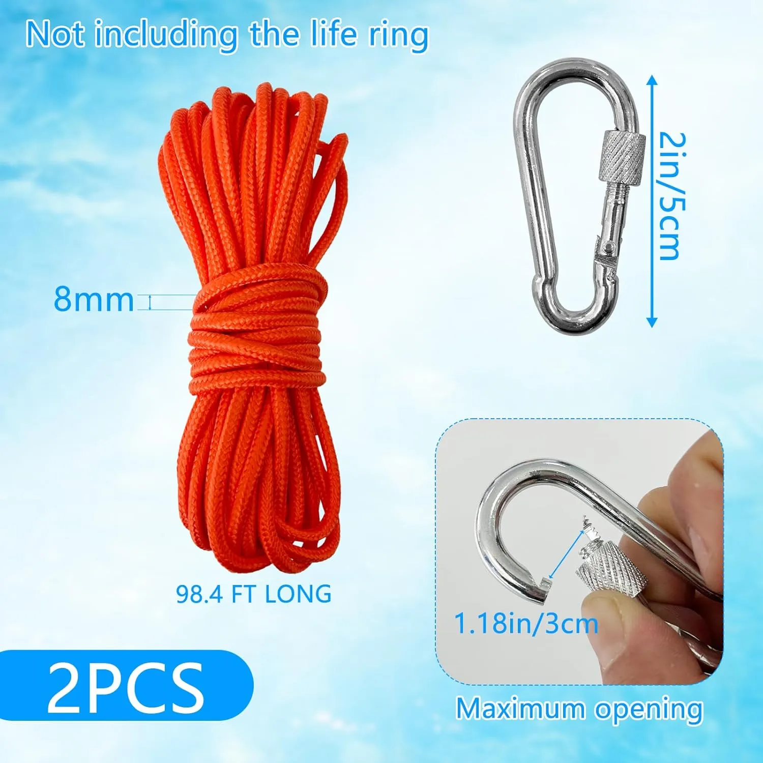 2 Pcs Water Floating Lifesaving Ropes,98.4 FT Professional Throwing Rope Line for Boating Fishing,Outdoor Professional Throwing Rope Rescue Lifeguard Rescue Lifeline,250KG Load Capacity