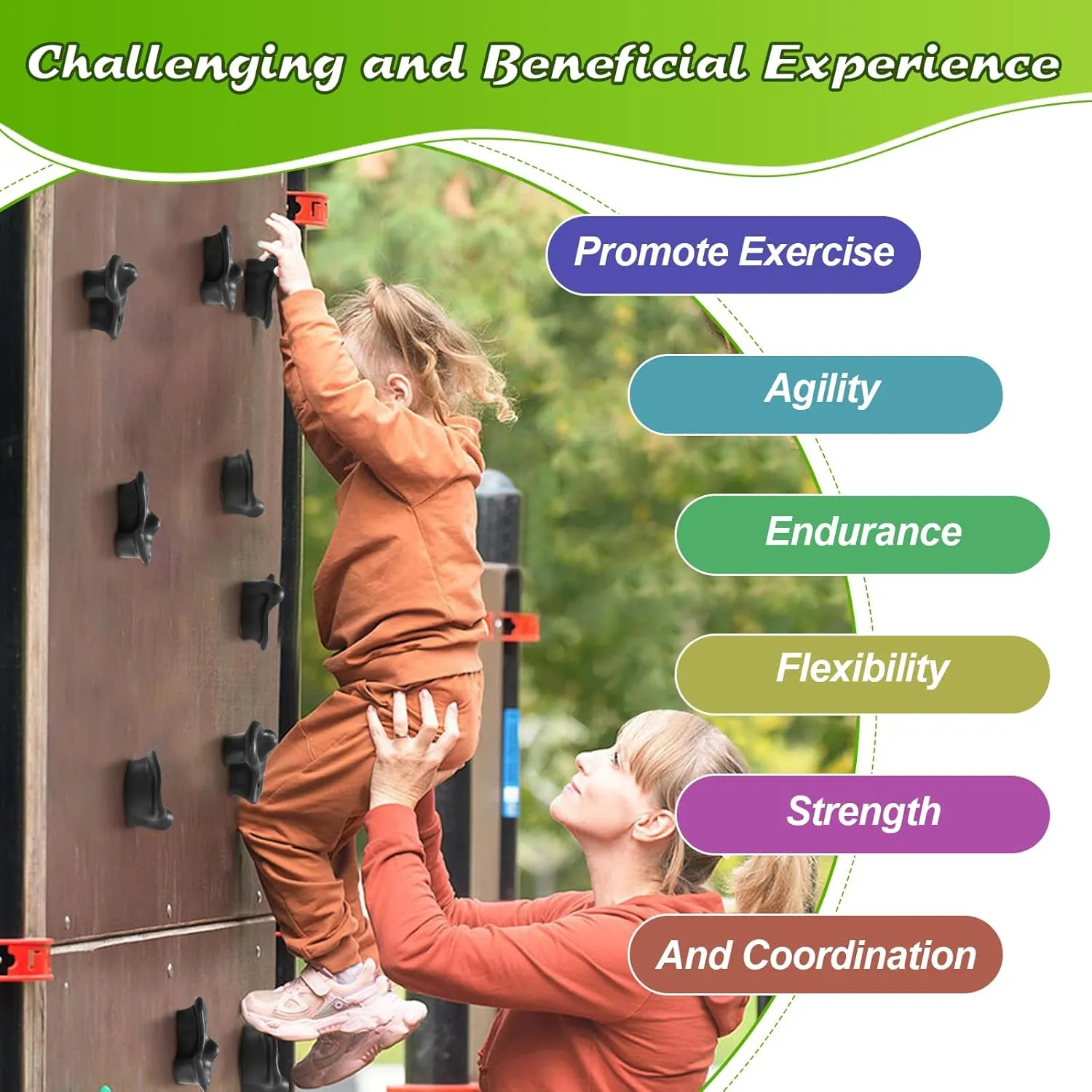 20 Pack Rock Climbing Holds Extra Large for Kids and Adults, Polyethylene Climbing Rocks with Mounting Hardware, DIY Indoor Outdoor Playground Backyard Park Play Set (Black)