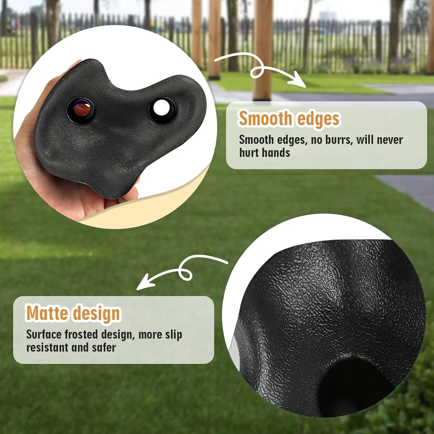 20 Pack Rock Climbing Holds Extra Large for Kids and Adults, Polyethylene Climbing Rocks with Mounting Hardware, DIY Indoor Outdoor Playground Backyard Park Play Set (Black)
