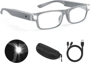 200% Magnifying Glasses with Light,USB Rechargeable LED Lighted Magnifying Eyewear,Hands Free Head Magnifier Eyeglasses for Close Work,Hobbies,Reading,Craft,Jewellery,Sewing