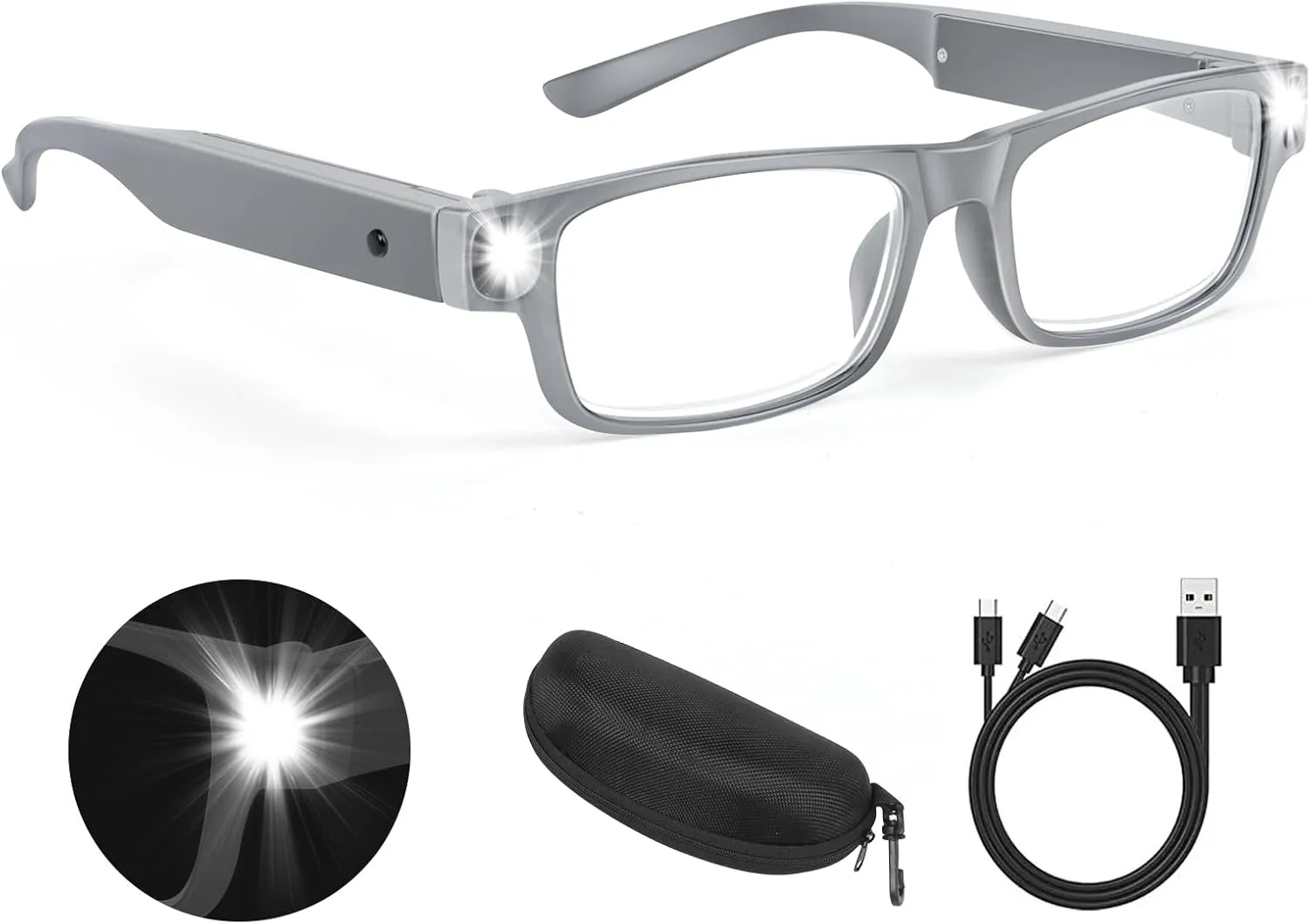 200% Magnifying Glasses with Light,USB Rechargeable LED Lighted Magnifying Eyewear,Hands Free Head Magnifier Eyeglasses for Close Work,Hobbies,Reading,Craft,Jewellery,Sewing