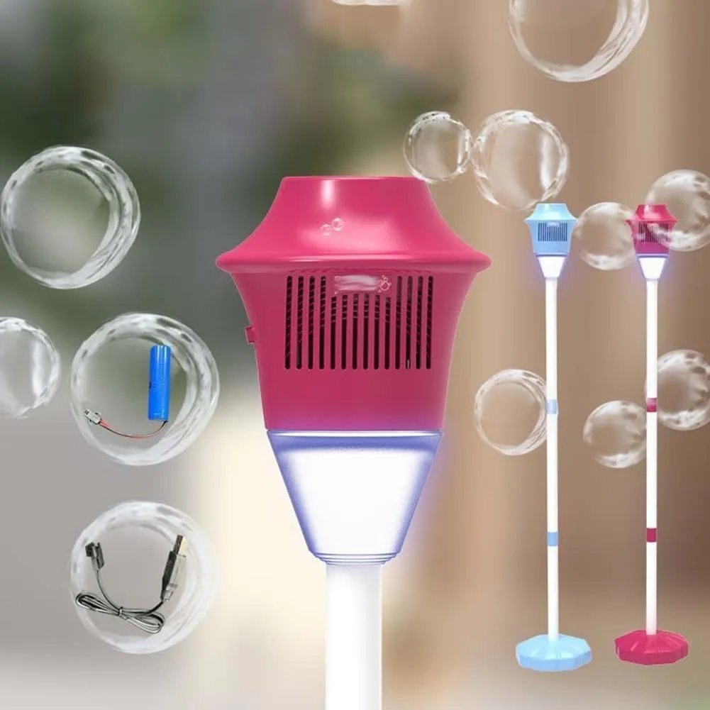 2025 New Bubble Torch,Bubble Torch Garden Lamp, Rechargeable Outdoor Tiki Bubble Machine, 47 Inches Standing Bubble Machine with Lights, for Wedding Birthday Party (Red)