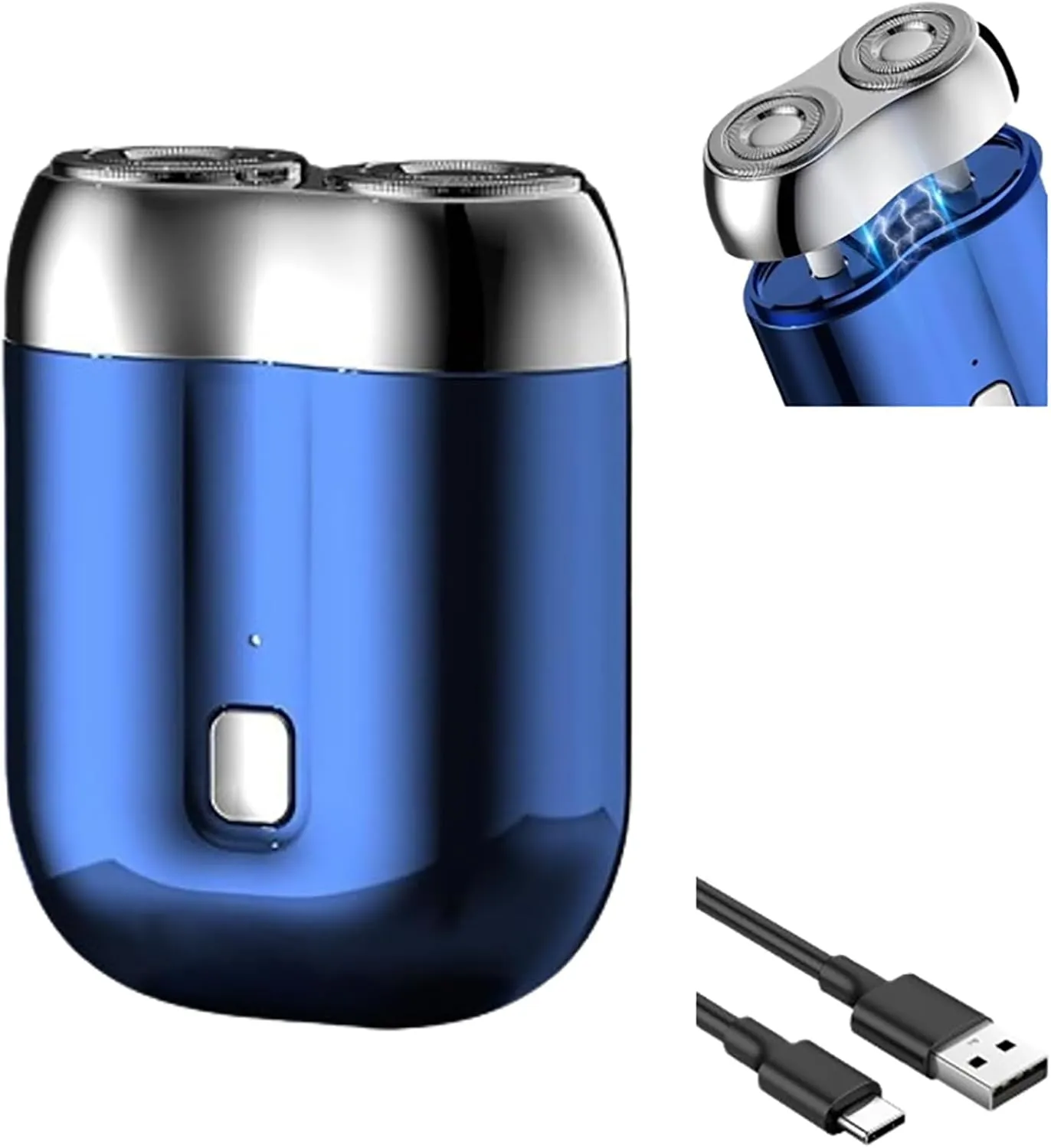 2025 New Model Mini Dual-Head Electric Shaver, Dual Heads Shaver Pocket Electric Mini Portable Razors Double Heads Razor Washable USB Rechargeable Dual-Head Compact Electric Razors (Blue)