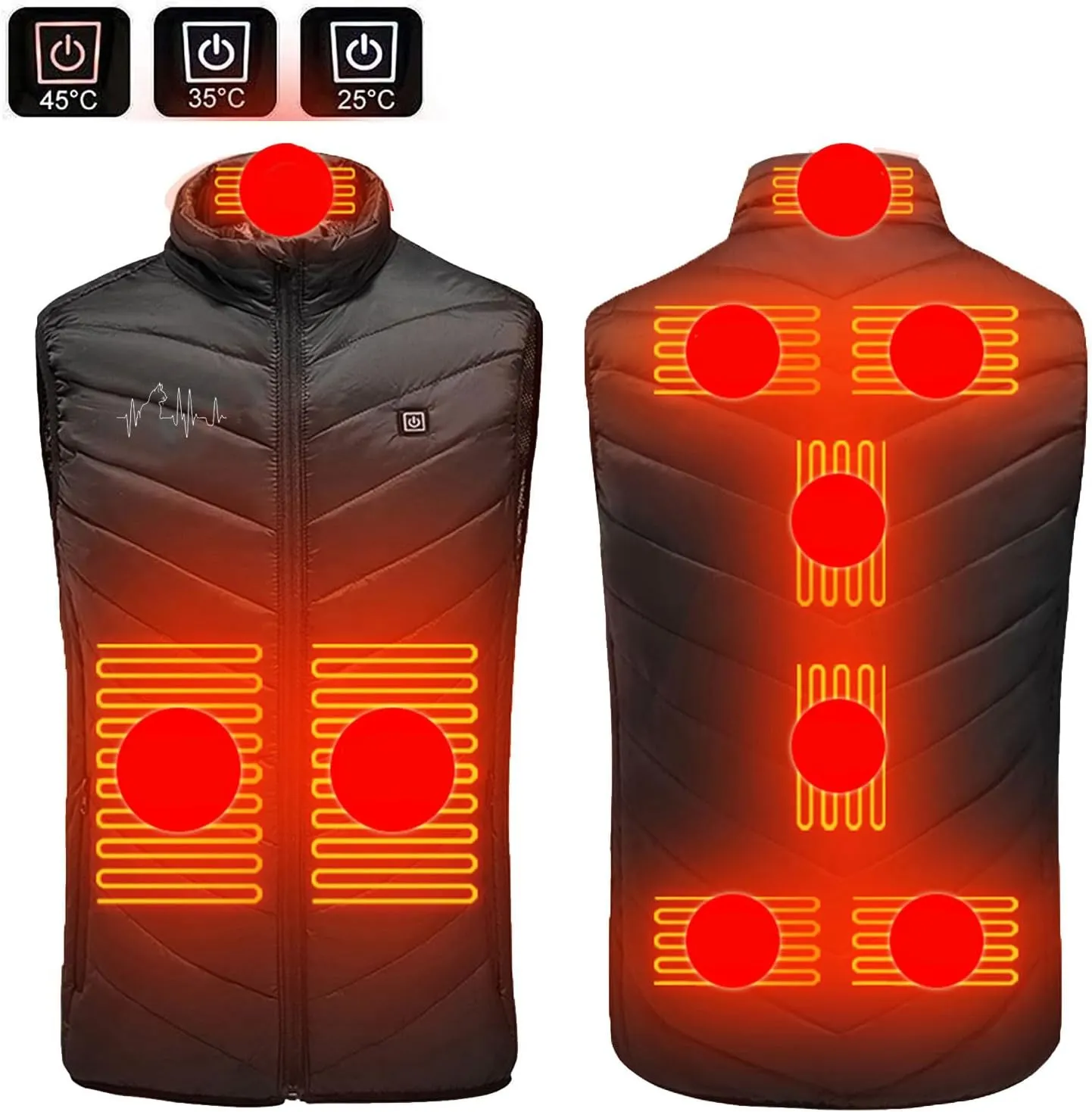 2025 Upgraded Men Women Heated Vest with 3 Adjustable Temperature, Heated Body Warmer 9 Heating Zones Heated Gilet