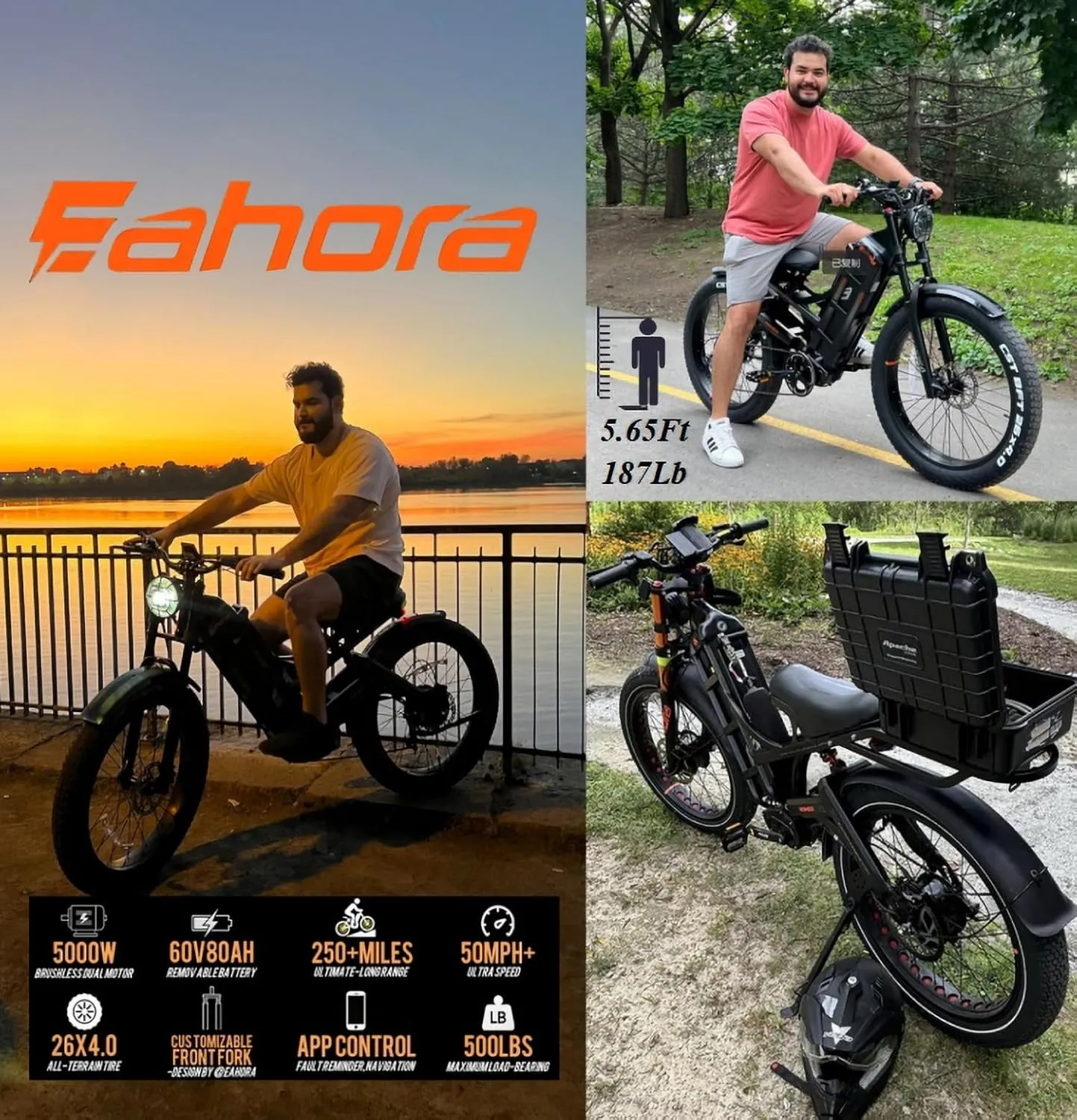 [2025 Upgraded] Romeo Pro 3 Adults Electric Bike 5000W 50MPH Dual Motor Electric Bike 60V 80AH Long Range Electric Mountain Bike Air Damper Full Susepension System, UL2849