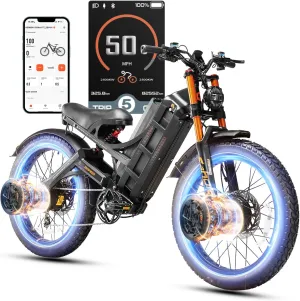 [2025 Upgraded] Romeo Pro 3 Adults Electric Bike 5000W 50MPH Dual Motor Electric Bike 60V 80AH Long Range Electric Mountain Bike Air Damper Full Susepension System, UL2849