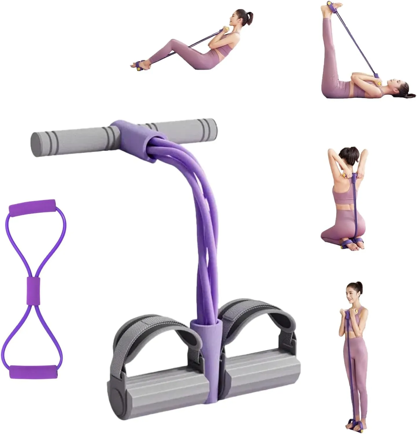 21 Fitness Resistance Bands-4 Tube Pedal Ankle Puller, Pedal Ankle Puller Resistance Bands, Multifunction Tension Rope Fitness, for Abdomen/Waist/Arm/Leg Stretching Training