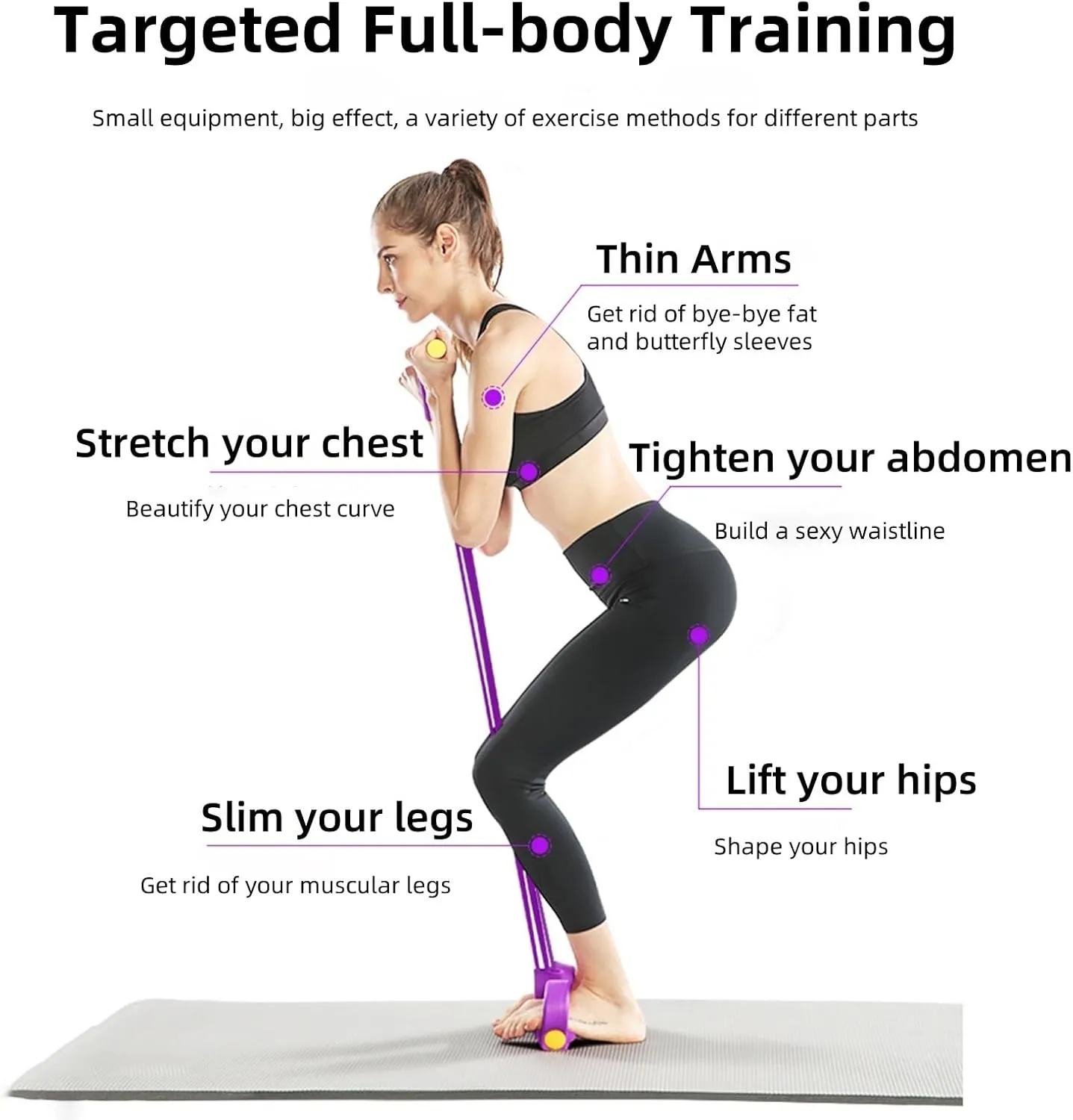 21 Fitness Resistance Bands-4 Tube Pedal Ankle Puller, Pedal Ankle Puller Resistance Bands, Multifunction Tension Rope Fitness, for Abdomen/Waist/Arm/Leg Stretching Training