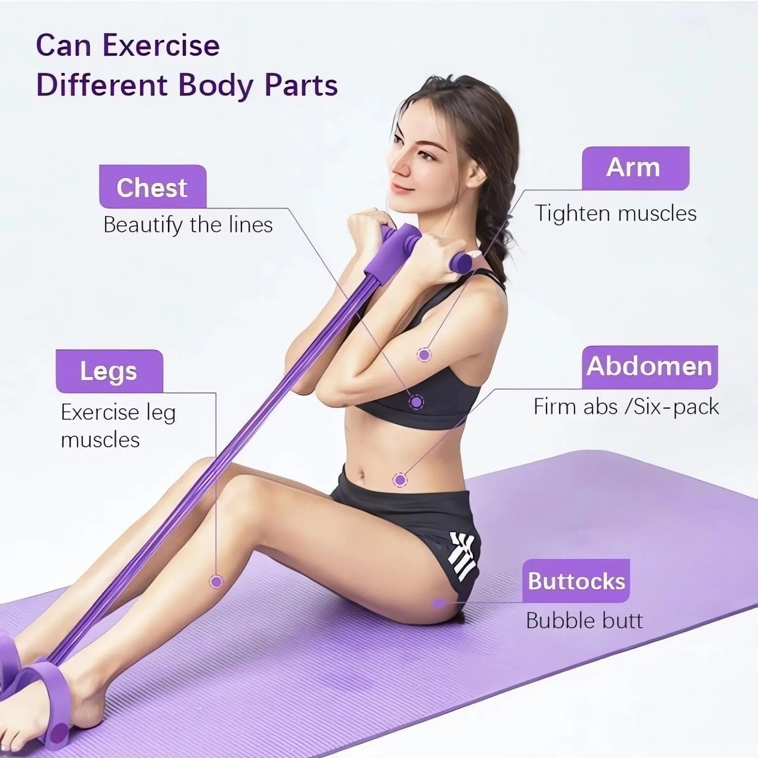 21 Fitness Resistance Bands-4 Tube Pedal Ankle Puller,Ab Training Auxiliary Device,2025 Upgrade Stretch Bands for Exercise Sit Up Exercise Equipment Workout Equipment for Women Men