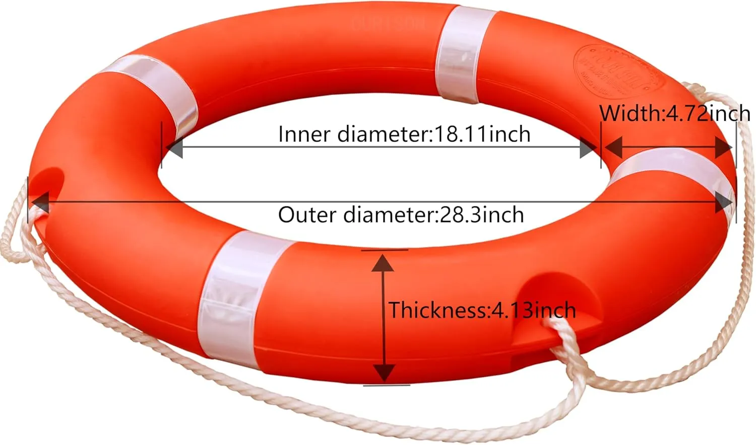 23 inch/ 28 inch Boat Safety Throw Ring, Life Rings for Boats with Water Floating Lifesaving Rope 98.4FT, 1.5KG/ 2.5KG International Standard Boat Life Preserver Ring Buoy with Reflective Strip