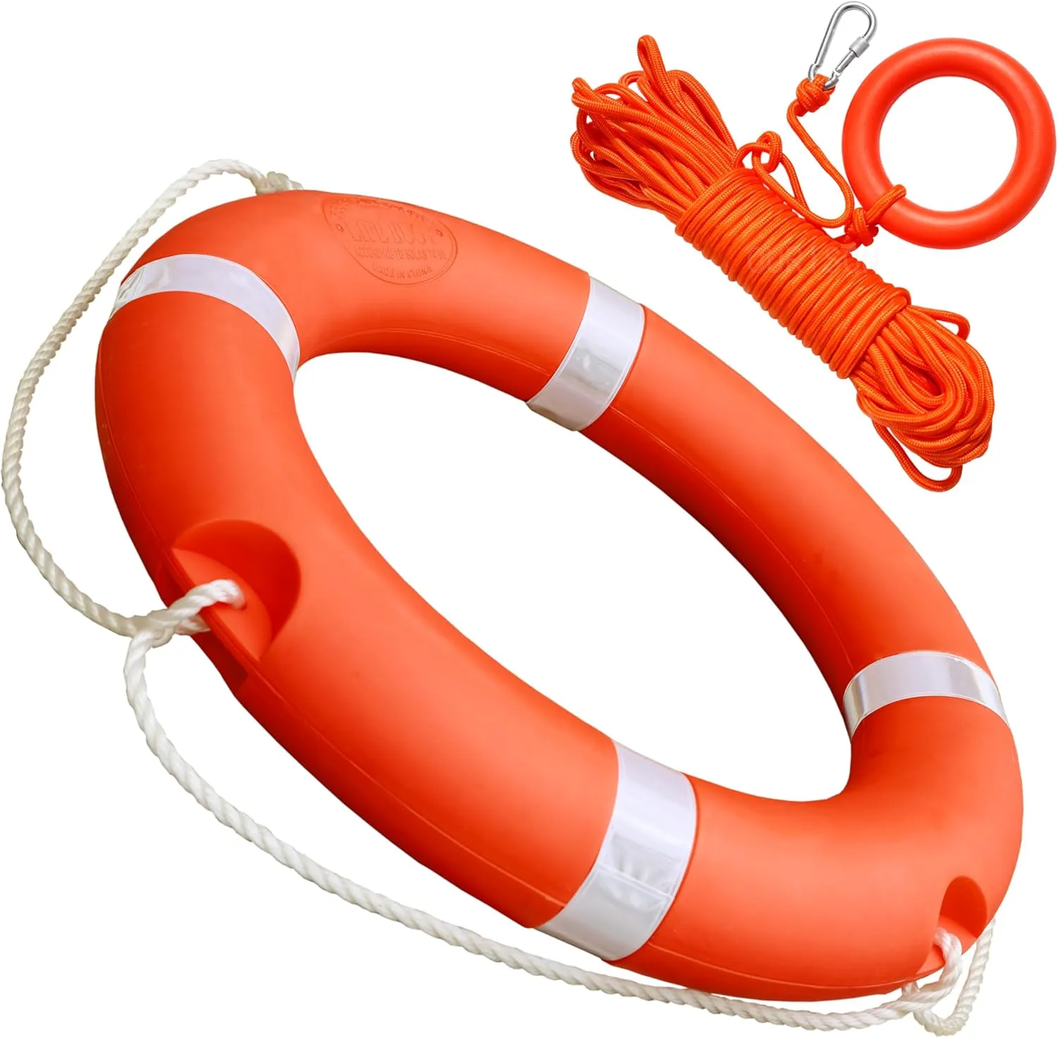 23 inch/ 28 inch Boat Safety Throw Ring, Life Rings for Boats with Water Floating Lifesaving Rope 98.4FT, 1.5KG/ 2.5KG International Standard Boat Life Preserver Ring Buoy with Reflective Strip