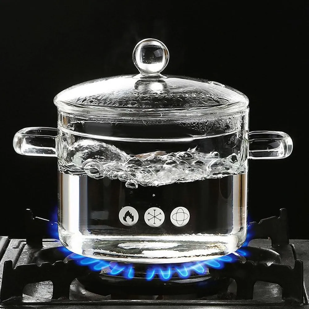 2.3 L/ 81 Fl Oz Clear Glass Pots for Cooking with Lids Saucepan with Cover Simmer Pot Milk Pot Heat-Resistant Glass Stovetop And Pan with Lid, Soup, Milk, Baby Food, Pasta Noodle