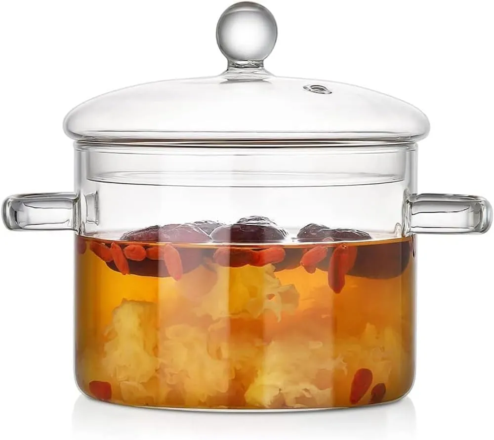 2.3 L/ 81 Fl Oz Clear Glass Pots for Cooking with Lids Saucepan with Cover Simmer Pot Milk Pot Heat-Resistant Glass Stovetop And Pan with Lid, Soup, Milk, Baby Food, Pasta Noodle