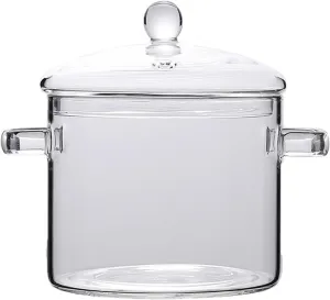 2.3 L/ 81 Fl Oz Clear Glass Pots for Cooking with Lids Saucepan with Cover Simmer Pot Milk Pot Heat-Resistant Glass Stovetop And Pan with Lid, Soup, Milk, Baby Food, Pasta Noodle