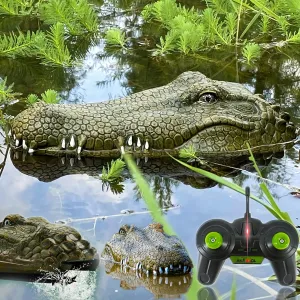 2.4 GHz Remote Control Alligator Head RC Boats for Adults and Kids - Large Decoy and Floating Crocodile Head Prank, Rechargeable Battery, Boat Lake & Pool Toy