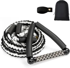25FT Wakesurf Rope and Handle, 6 Sections Adjustable Floating Surf Tow Ropes, Braid Surf Rope for Wake Surfing, Water Sports