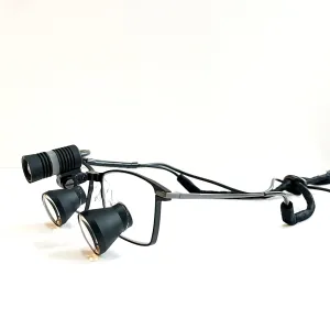 2.5X 3X 3.5X Optional Songzi Optics Metal Frame Customized TTL Dental Surgical Loupes with Headlight Wide Field of View (Magnification:3.5X, Near Pd 58mm)