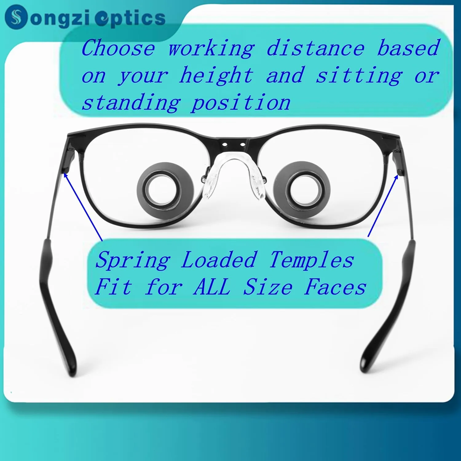 2.5X 3X 3.5X Songzi Optics Fashion Titanium Frame TTL Dental Surgical Loupes with Led Light Customized Wide Field of View (Magnification:3X, Other Near Pd)
