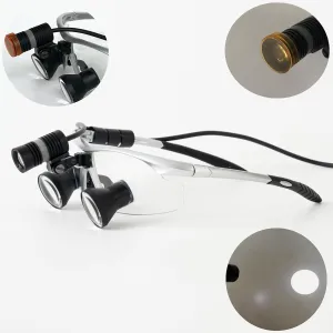 2.5X 3X 3.5X Songzi Optics Sliver Goggles TTL Dental Surgical Loupes with Led Light Customized Wide Field of View (Magnification:3X, Near PD 56mm)