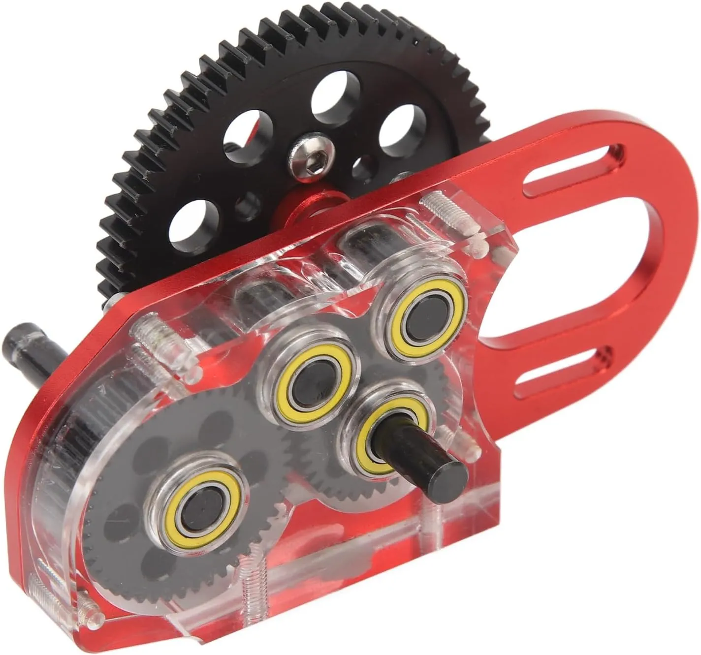 2Low Gearbox Motor Gear Dual Speed Transmission Durable Lightweight RC Car Gearbox SCX10 II III Capra 1/10 (Red)