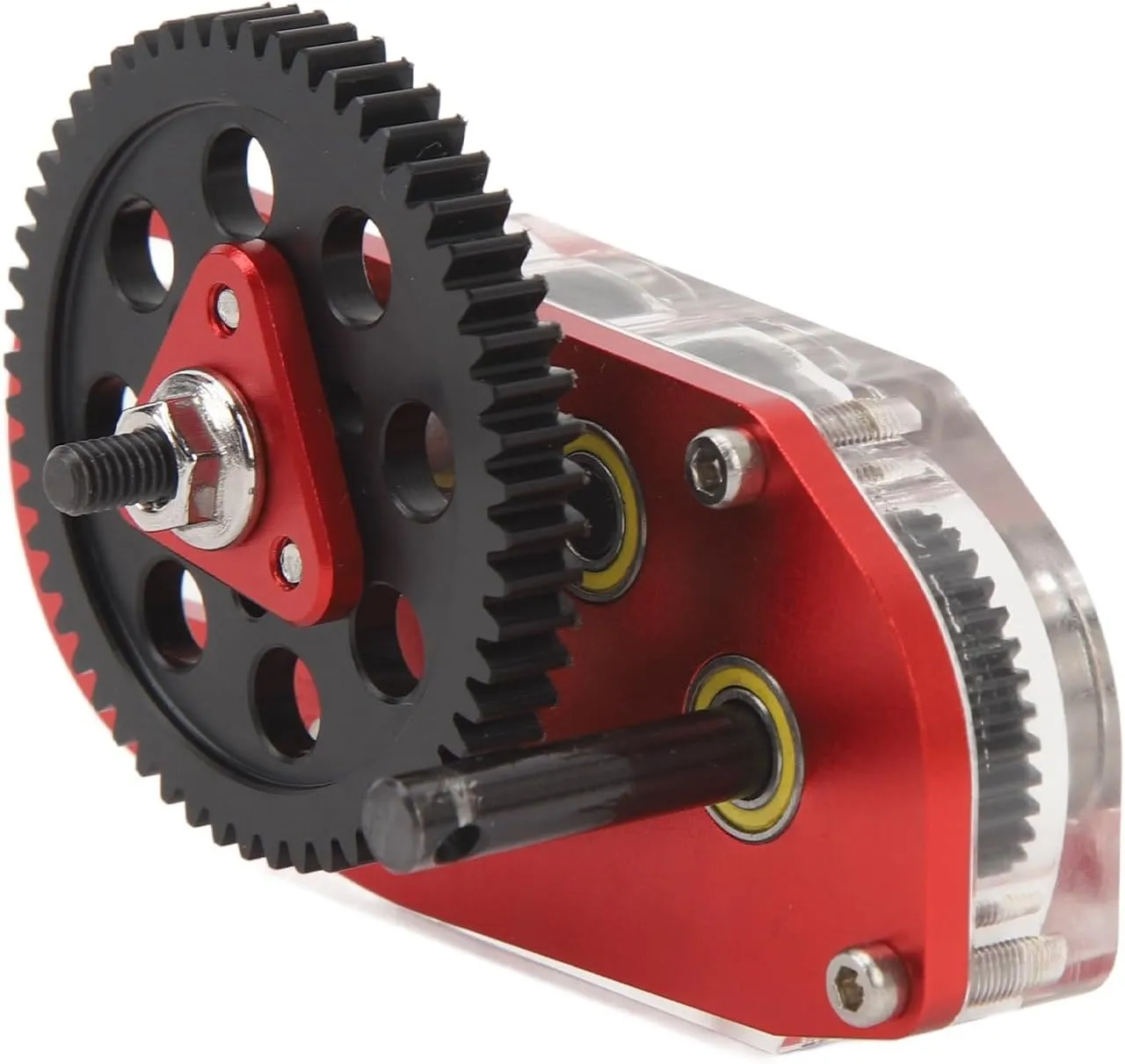 2Low Gearbox Motor Gear Dual Speed Transmission Durable Lightweight RC Car Gearbox SCX10 II III Capra 1/10 (Red)
